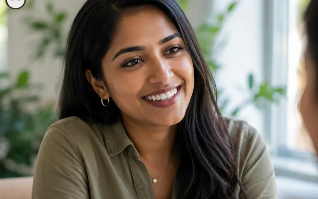 how to fix a gap in teeth, a woman smiling with an even front-teeth smile in Boynton Beach